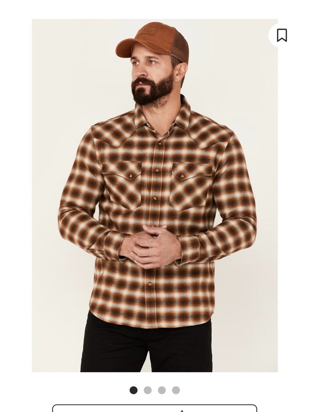 Men's Pendleton Brown Plaid Long-Sleeve Western Shirt